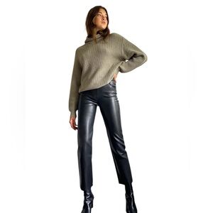 Aritzia Wilfred ($148) Vegan Leather Black High-waisted Pants